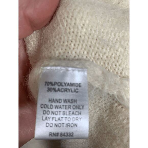 II Sisters Turtleneck Sweater Top Soft Knit Bell Ruffle Sleeve Cream Medium - Picture 6 of 7